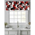 thumbnail image 4 of Red Gray Stripes Valances for Windows Abstract Art Modern Geometric Curve Rod Pocket Curtains Valance Short Window Treatment Drapes for Living Room, Bedroom Bathroom 60"&nbsp;W x 18" L, 4 of 5