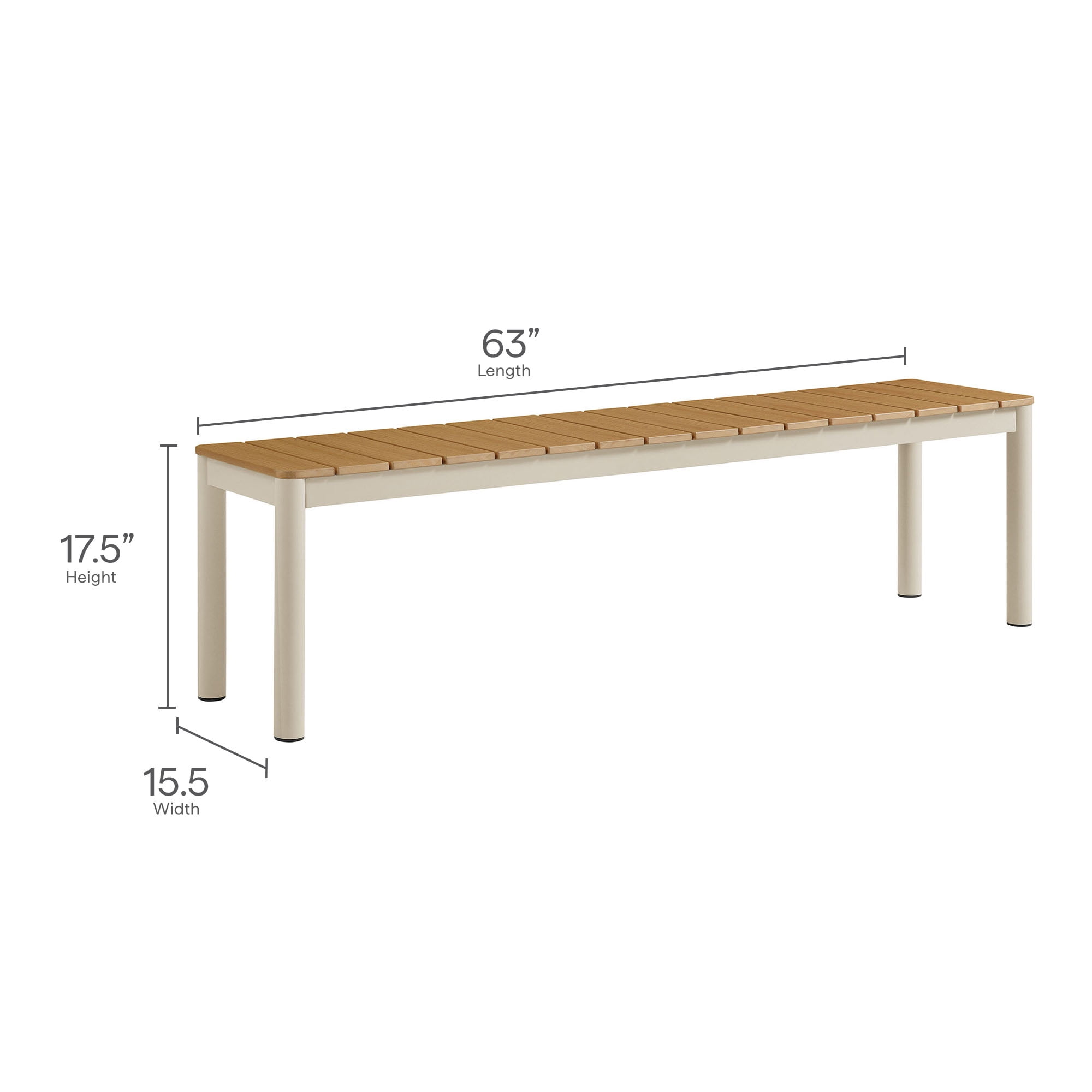 Finn Bench with Faux Wood Top in Natural
