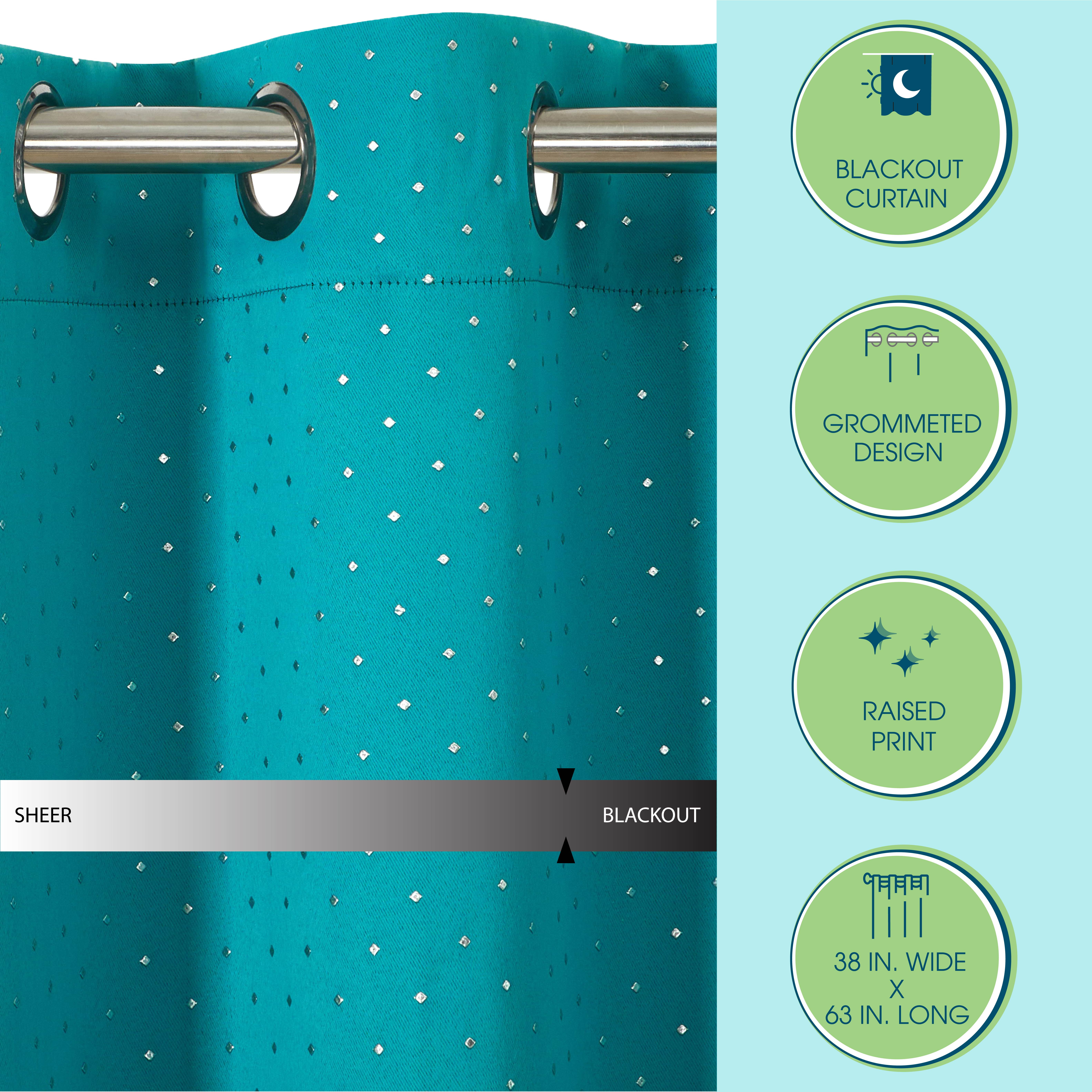 Your Zone Blackout Grommet Curtain Panel, 1 Panel, Blue/Metallic Diamond, 37" W x 63" L