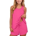 thumbnail image 3 of Hellosay Swimsuit with Shorts for Girls 2 Piece Tankini Ruched Swimwear with Pockets Vacation Bathing Suit Size 5-15, 3 of 7