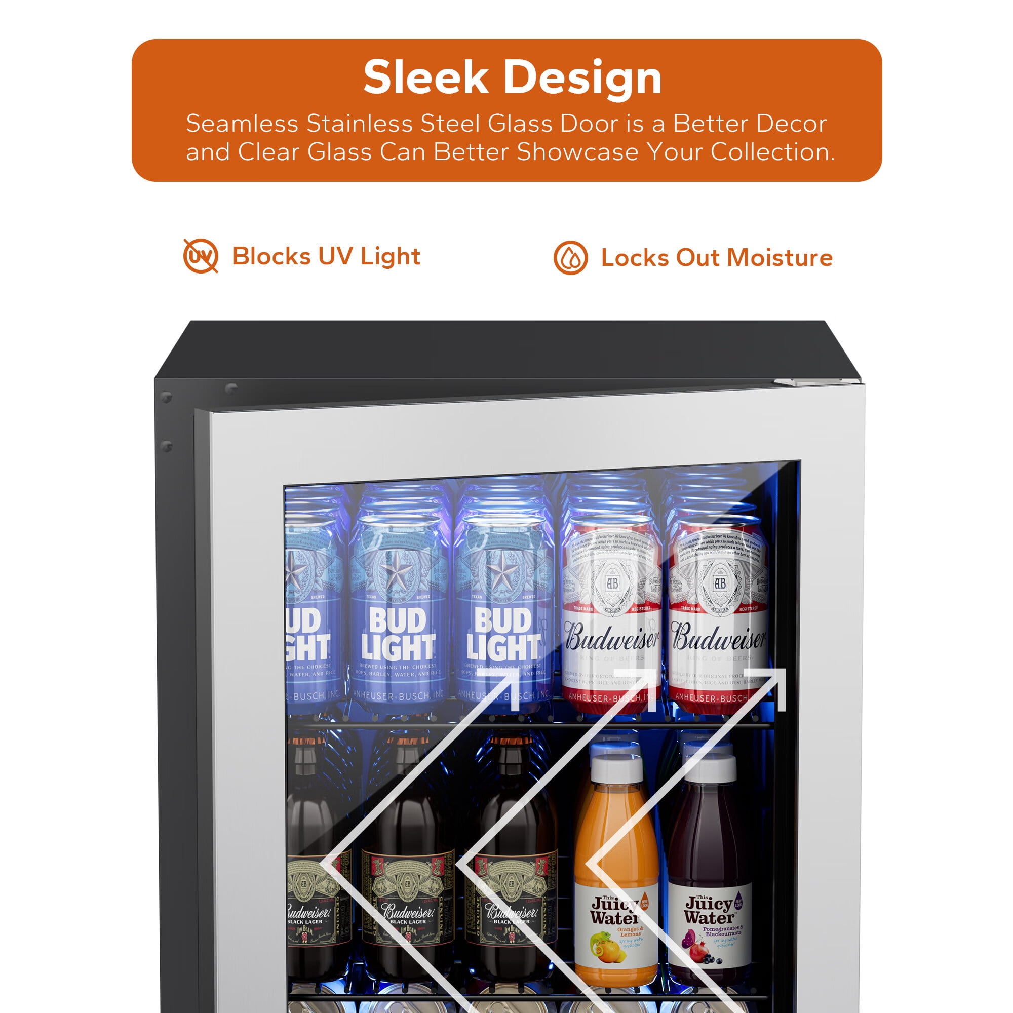 Ca'Lefort Beverage Refrigerator Cooler,95-121 Can Freestanding Beverage Fridge,with Glass Door for Home/Bar/Office