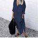 thumbnail image 1 of Summer Shirt Long Dress Women Casual Long Sleeve Side Split Button Dresses 2023 Female Elegant Solid Color Pocket Loose DressesM Gao Jinjia LED, 1 of 2