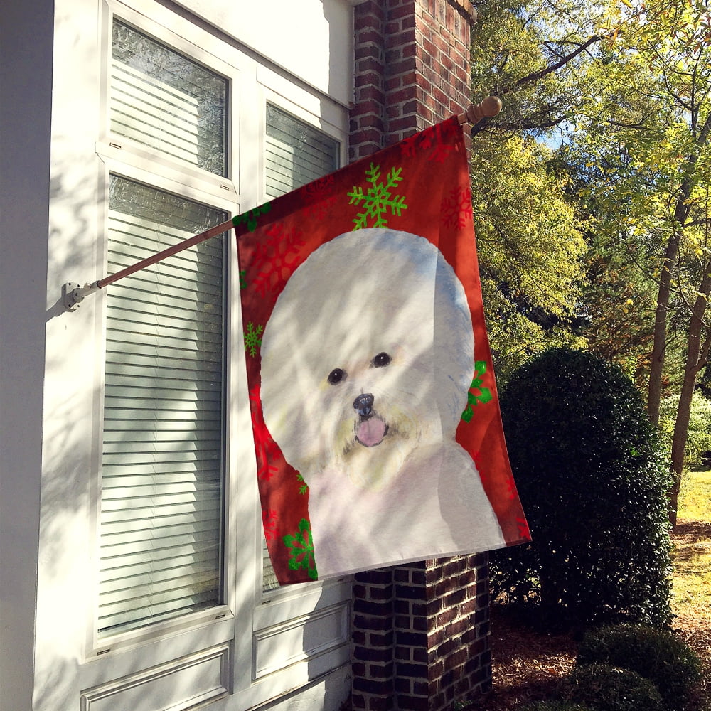 Carolines Treasures SS4733-FLAG-PARENT Bichon Frise Red and Green Snowflakes Holiday Christmas Flag  multicolor
