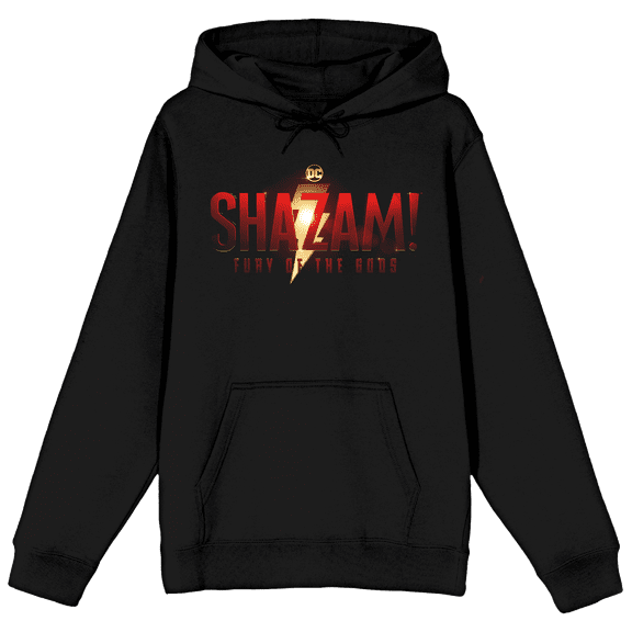 Shazam 2: Fury Of The Gods Logo Long Sleeve Women's Black Hooded Sweatshirt-3XL