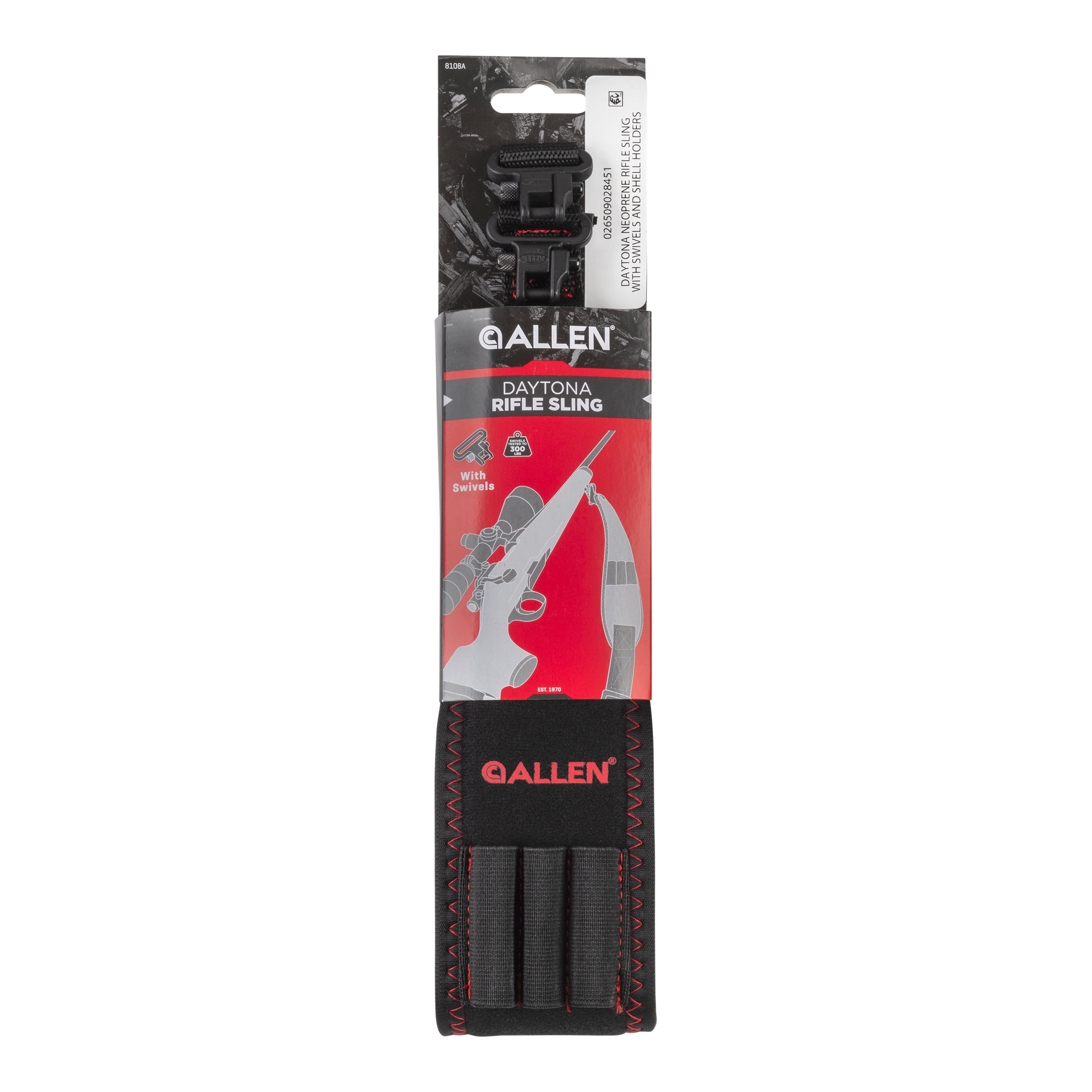 Allen Company Daytona Neoprene Firearm Sling, Adjustable Length 21" to 42"L, Black