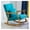 Blue, variant on Upholstered Rocking Glider Nursery Mid Century Accent Lounge Arm Chairs with Waist Pillow and Fabric Padded Seat,Comfortable High Back Rocker Solid Wood for Living Room