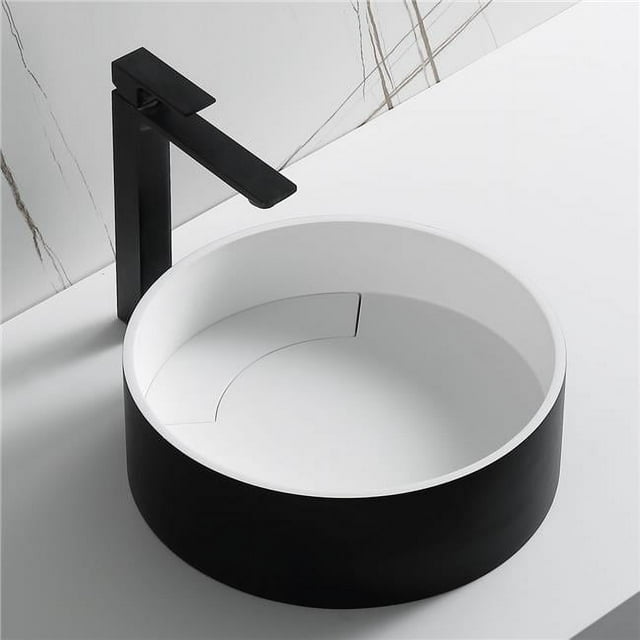 ALFI Brand ABRS15RBM 15 Po Évier en Résine Solide Ronde&44; Noir Mat