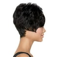 thumbnail image 4 of Teissuly Fashion Synthetic Short Hair Slightly Curly Realistic Black Short Hair, 4 of 4
