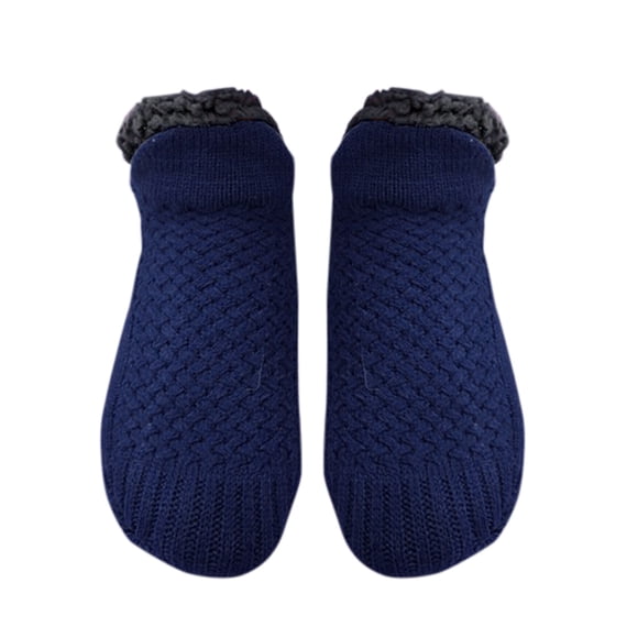 MIASHUI Women's Socks with Grips Thermal Socks for Indoor Wear Cozy Sleep Socks Navy