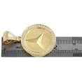 thumbnail image 4 of 10K Yellow Gold Mens Real Diamond Mercedes Medallion Pendant 1.85" Charm 1.24 CT, 4 of 5
