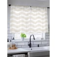 thumbnail image 5 of Sheer Curtains 45 Inch Length 2 Panels Set for Kitchen, Cream Moire Semi Sheer Curtains for Windows, Water Ripple Stripe Farmhouse Voile Window Treatments Rod Pocket Curtain, 5 of 7