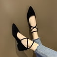 thumbnail image 5 of YLYL Women's Suede Ankle Strap Mary Jane Shoes Pointed Toe Soft Soled Comfort Casual Dressy Business Party Shoes, 5 of 7