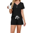 thumbnail image 2 of NTACZA Pajama Sets Henley T-Shirt and Shorts Button Pjs 2 Piece Sleepwear Sets Size L, 2 of 6