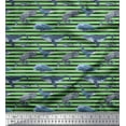 thumbnail image 1 of Soimoi Polyester Crepe Fabric Stripes & Whale Fish Ocean Print Fabric by Yard 42 Inch Wide, 1 of 5