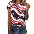 thumbnail image 2 of Fartey Plus Size Red White Blue Shirt for Women 4th of July Patriotic T Shirts Independence Day Short Sleeve Tops Trendy Stars Stripe Graphic Tees Multicolor L, 2 of 4