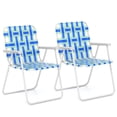 thumbnail image 1 of Patiojoy Set of 2 Webbed Lawn Chairs, Outdoor Patio Folding Chairs w/ Heavy-Duty Metal Frame Lightweight Portable Web Camping Chairs Blue, 1 of 7