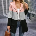 thumbnail image 2 of Olyvenn Womens Casual Zip Up Hoodie Jacket Fall Fashion Athletic Long Sleeve Color Block Hooded Coat with Pockets Pink XXL, 2 of 6