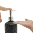 thumbnail image 3 of Unique Bargains 1 Pc Round Bottom Bamboo Grain Soap Dispenser 13.53oz Black Silver Tone, 3 of 6