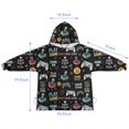 thumbnail image 7 of Colorful Games Symbol Black Pattern Blanket Hoodies for Kids 6-13YR Oversize Wearable Blanket Hoodies for Boys Girls Teens, 7 of 7