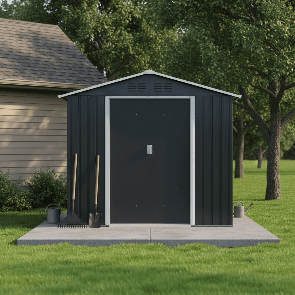 Alvantor Outdoor Storage Shed Metal with Window for Garden,17x4.3ft,Coal Grey