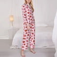 thumbnail image 3 of Fotbe Hand Drawn Strawberry Pattern Long Sleeve Pajama Set for Women,Sleepwear Set,2-piece Loungewear Set,Soft PJs Comfy Nightwear with Pockets -Large, 3 of 7