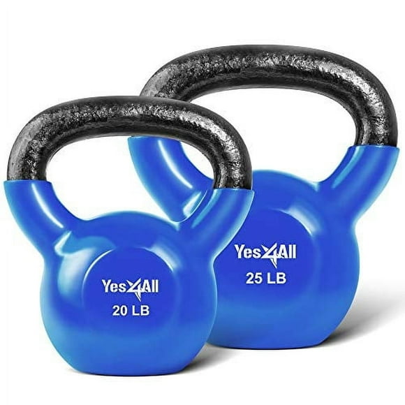 Juego de pesas rusas Yes4All con revestimiento de vinilo de 9 kg y 11 kg