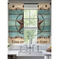 thumbnail image 3 of Sheer Curtains 72 inches Long 2 Panels Set Western Texas Star Retro Turquoise Wooden Rustic Farmhouse Sheer Window Curtain Rod Pocket Voile Drapes for Living Room/Bedroom, Each 52" W x 72" L, 3 of 7