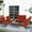 Red, variant on SOLAURA 7-Piece Patio Furniture Outdoor Metal Conversation Set (2 Spring Chairs, 2 Patio Chairs, Loveseat with Coffee Table and Side Table) - Red