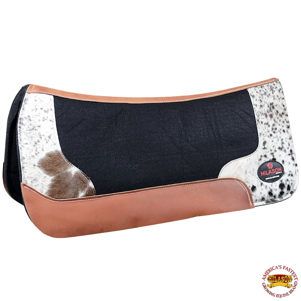 Hilason Western Wool Felt Gel Horse Saddle Pad W Cowhide Leather