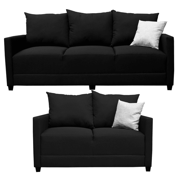 Sala Modular 3-2 El Bazar Store Atlanta Lino nacional Negro Sofá Love seat
