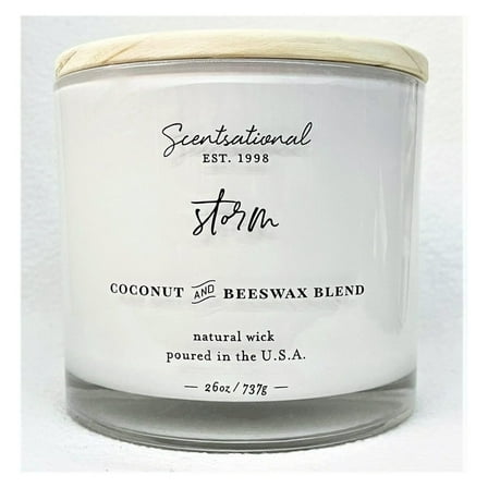 Natural Coconut   Beeswax Scented Candle Storm XL White Jar with Wooden Lid, 26 Oz.