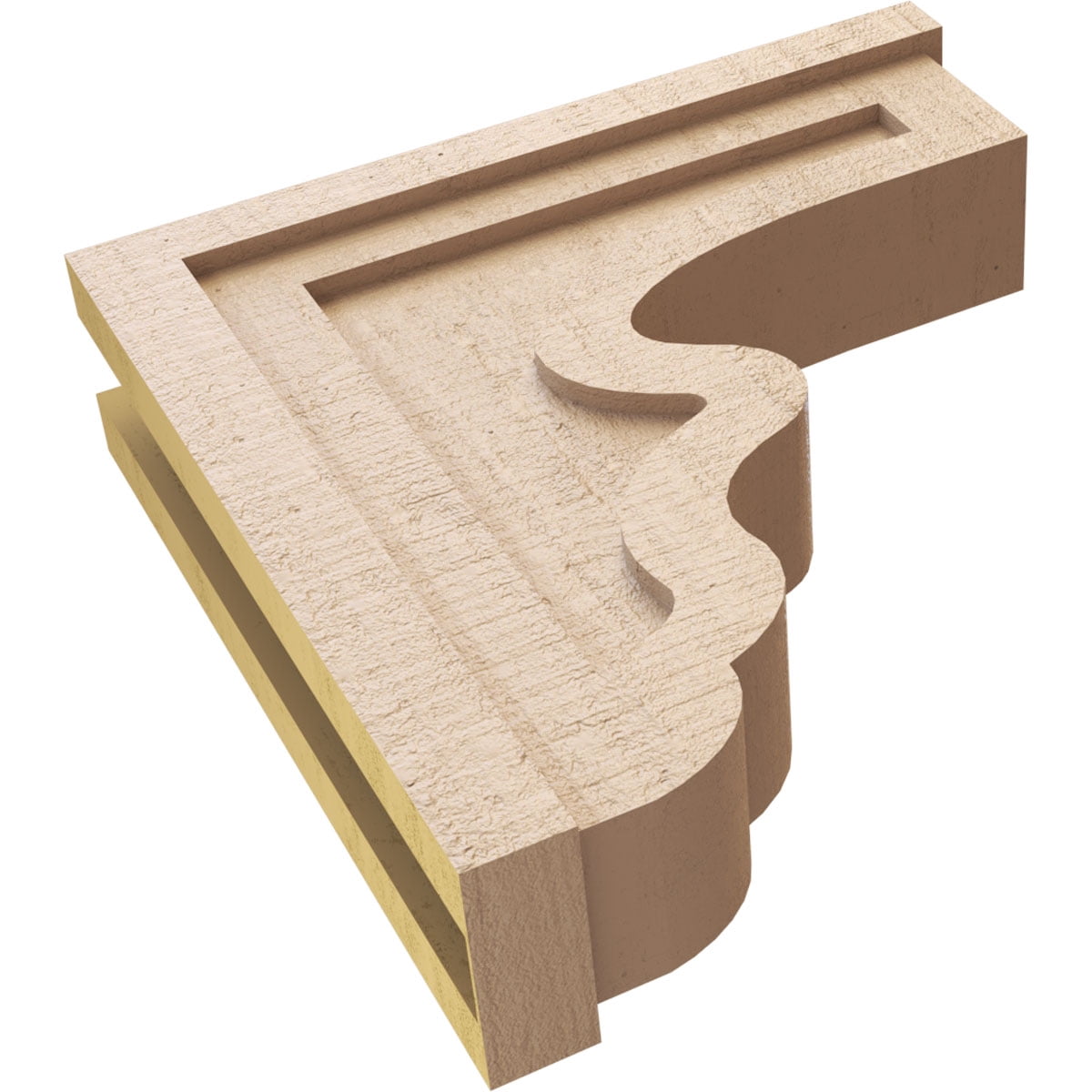 5"W x 20"D x 20"H Thin Highland Rough Cedar Woodgrain TimberThane Corbel, Primed Tan