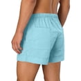 thumbnail image 7 of Summer Beach Linen Shorts For Men Solid Color Elastic Drawstring Waist Multi-Pocket Shorts Lightweight Comfortable Casual Shorts Perfect For Seaside Vacation Daily Wear Light Blue M, 7 of 7