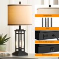 thumbnail image 4 of 27.5 Tall Farmhouse Table Lamp with USB C + USB A Charge Ports, Rustic Living Room Lamp, Black Industrial End Table Lamp for Bedroom Living Room Nightstand (Black), 4 of 5