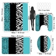 thumbnail image 2 of LVRLVR 1/4 Pcs Wild Animal Leopard Print Fabric Shower Curtain Rug Set - Zebra Print Bath Mat Bathroom Decoration, Turquoise and Black, 70.8" × 70.8", 2 of 6