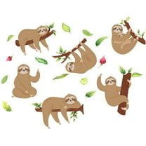 2 Sheets Cute Sloth Wall Stickers Peel and Stick Wall Decals Removable Self Adhesive Vinyl Wall Stickers Nursery Bedroom Playroom Wall Decorations Home Indoor Wall Art Decor