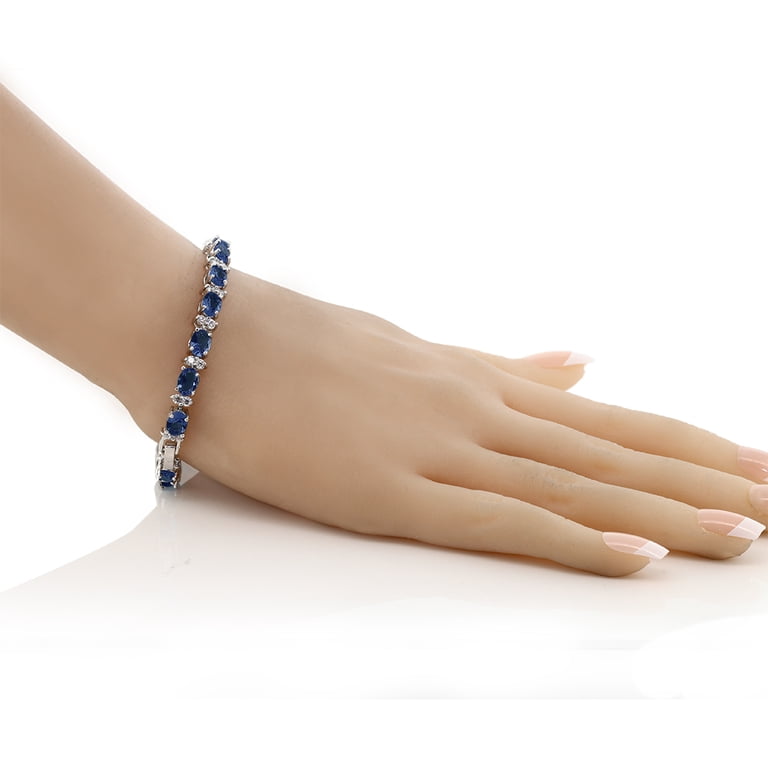 Gem Stone King Blue Cubic Zirconia Tennis Bracelet, 7 Inches photo 2