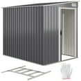 thumbnail image 1 of Outsunny 5 x 7FT Lean to Outdoor Storage Shed w/ Foundation, Dark Grey, 1 of 10