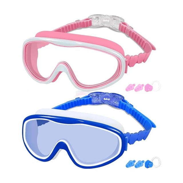 Juego De Gafas De Natación Antivaho Ajustable Para Ninos,2pz Belug Rosa y Azul