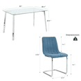 thumbnail image 3 of Sumdeal 63" Modern Minimalist Glass Dining Table Set for 4,Rectangular Dining Table and 4 Chairs,Blue, 3 of 8
