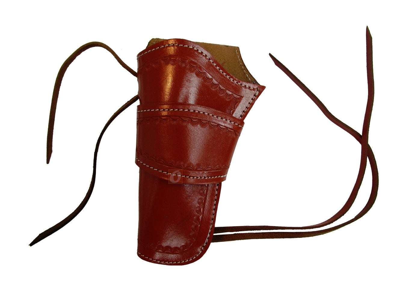 Leather Holster Long Barrel Revolver Pistol Fit Sea Shell Tooled Red - Left Hand
