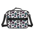 thumbnail image 2 of Purple and White Leopard Print Insulated Lunch Bag with Shoulder Strap and Bottle Holder,Bento School Lunch Bag Box,11x9.5x3.5 Inches, 2 of 5