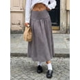 thumbnail image 5 of Dark Brown Gingham Maxi Skirt A-Line High Waist Flowing Summer Skirt, 5 of 8
