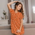thumbnail image 3 of Naloa Dots On Orange Background Print Women Nightgowns,Womens Loungewear,Short Sleeve Sleepwear,Comfy Ladies Nightdress, 3 of 6