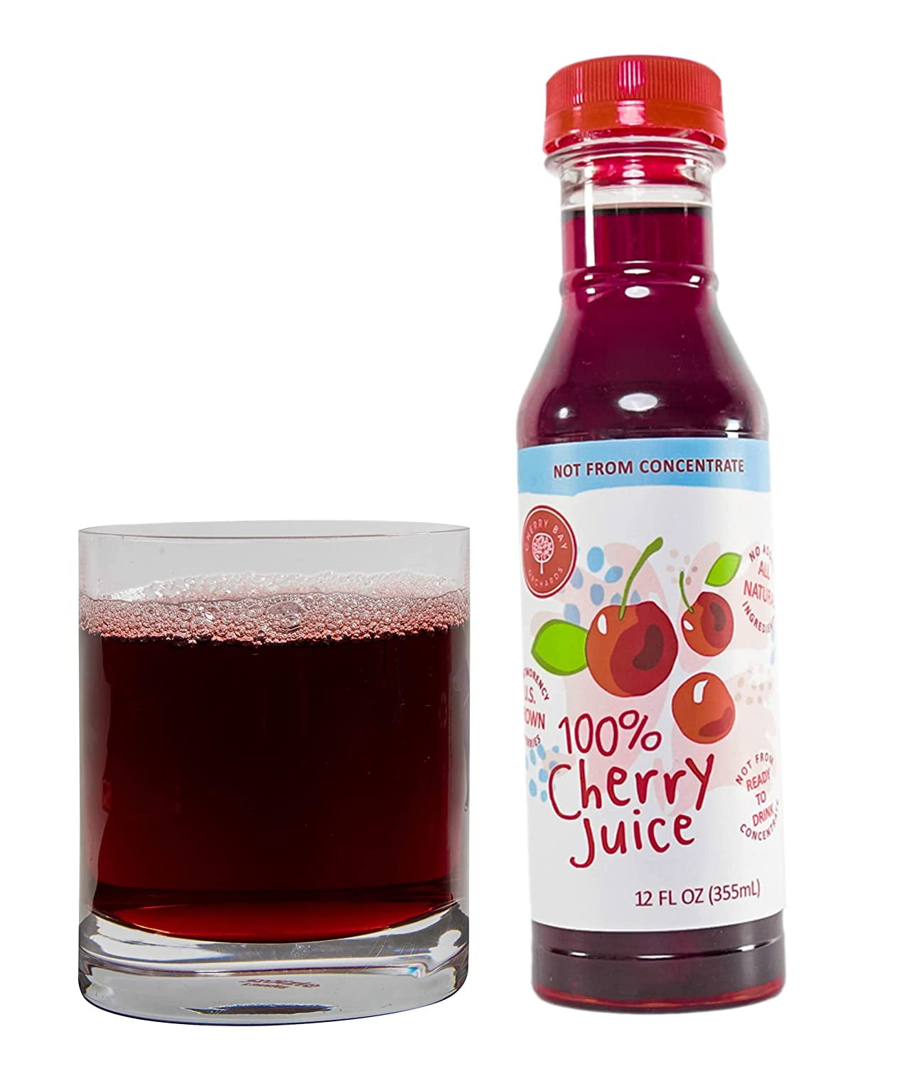(2 pack) Cherry Bay Orchards Montmorency Tart Cherry Juice - 12 oz Ready to Drink Bottle - 100% Domestic, All Natural Ingredients, No Added Sugar, Gluten-Free, and GMO Free -100% Vegetarian and Vegan