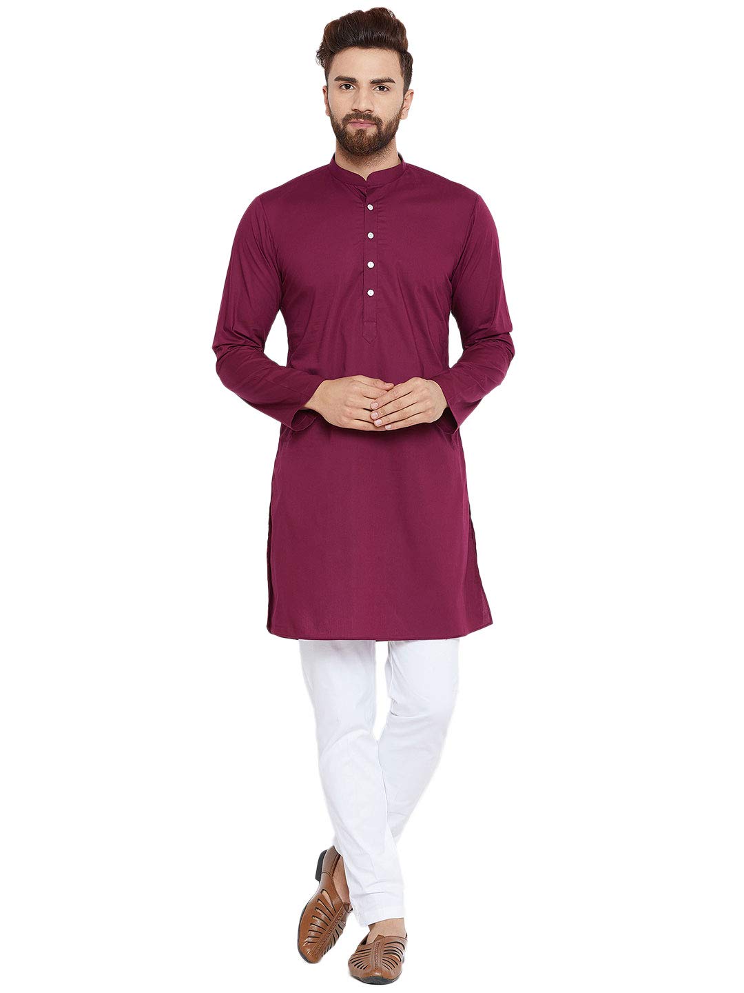 Indian Traditional Men's Fashion Shirt Men's Long Kurta Cotton Dress Kurta  Shirt