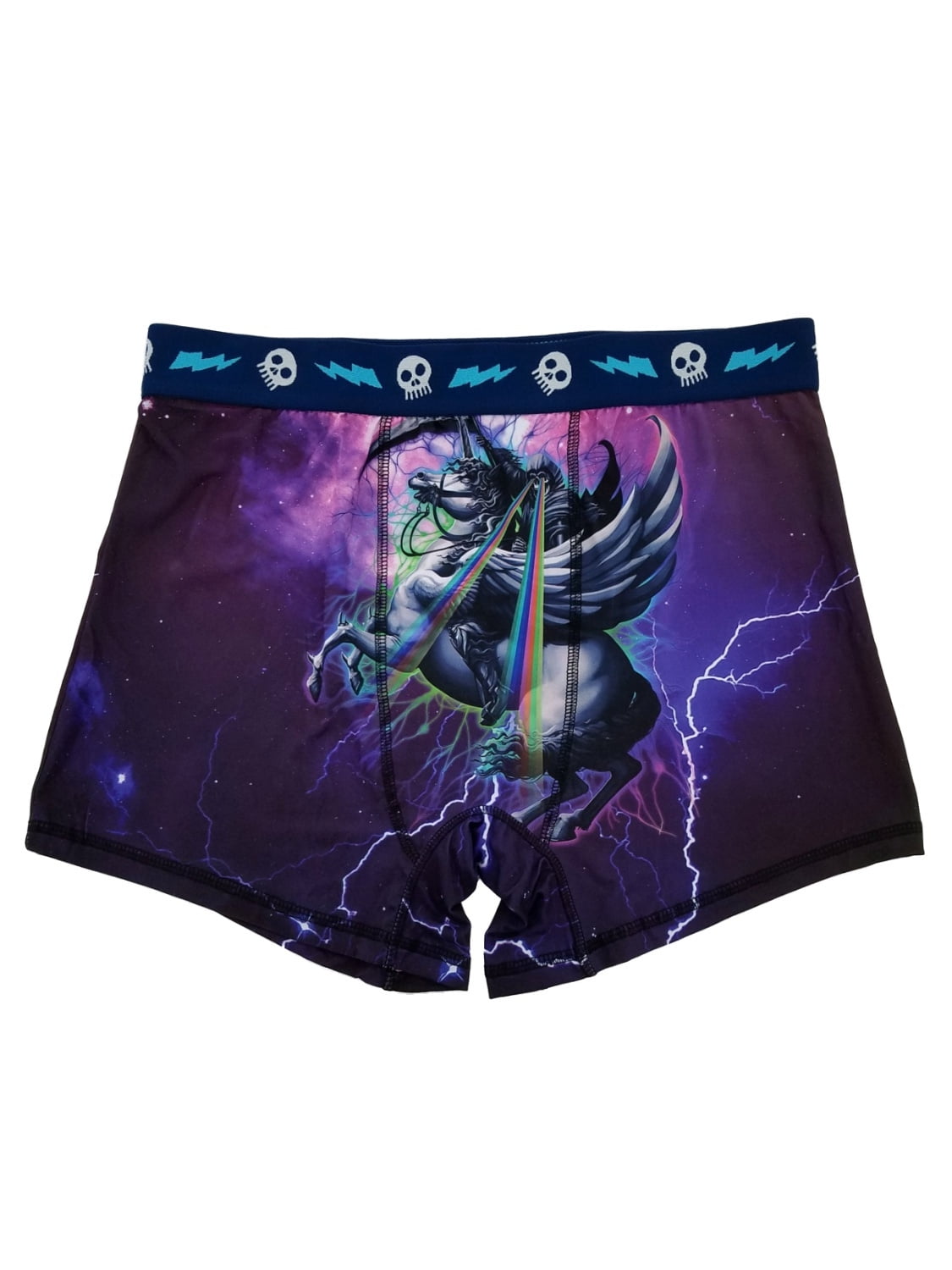 Mens 2-Pack Boxer Briefs Polyester Underwear Trunk Underwear with Black Unicorn Design