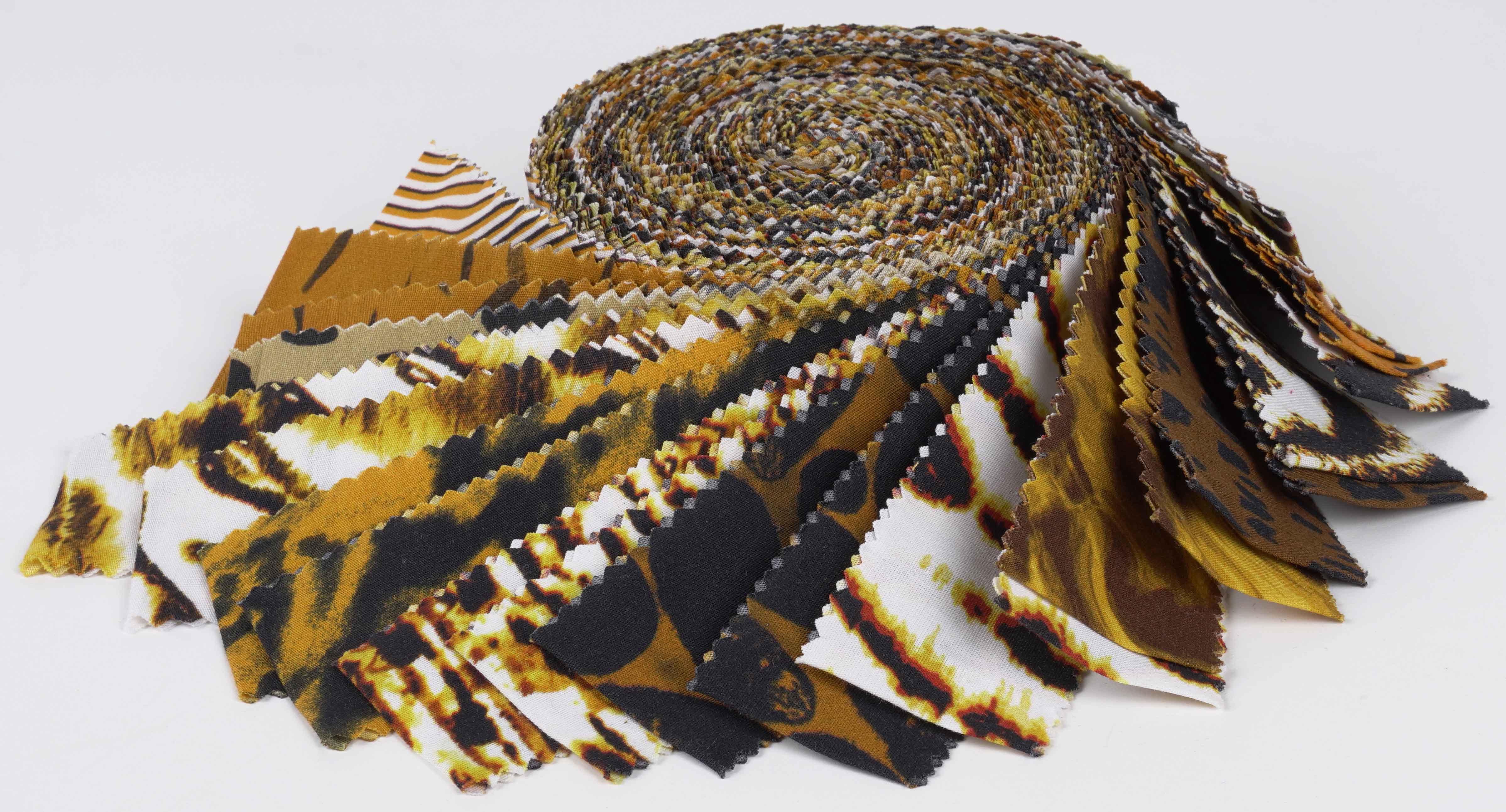 Soimoi 40Pcs Animals Print Precut Fabrics Strips Roll Up 1.5x42inches Cotton Jelly Rolls For Quilting - Yellow