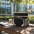 thumbnail image 2 of Btomtd Double Layer Insulated Lunch Bag with Multiple Pockets, Shoulder Strap Lunch Box for Work, Picnic, Students Daily Use, Black, 2 of 7