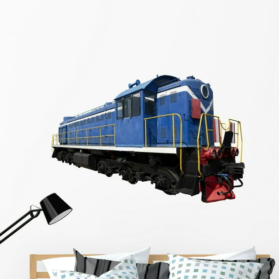Blue Locomotive Wall Decal by Wallmonkeys Peel and Stick Graphic (48 in W x 32 in H) WM34